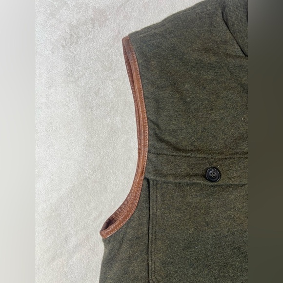Polo Ralph Lauren Size Small Button Front Leather Detail Hunting Brown Vest EUC - Picture 6 of 14
